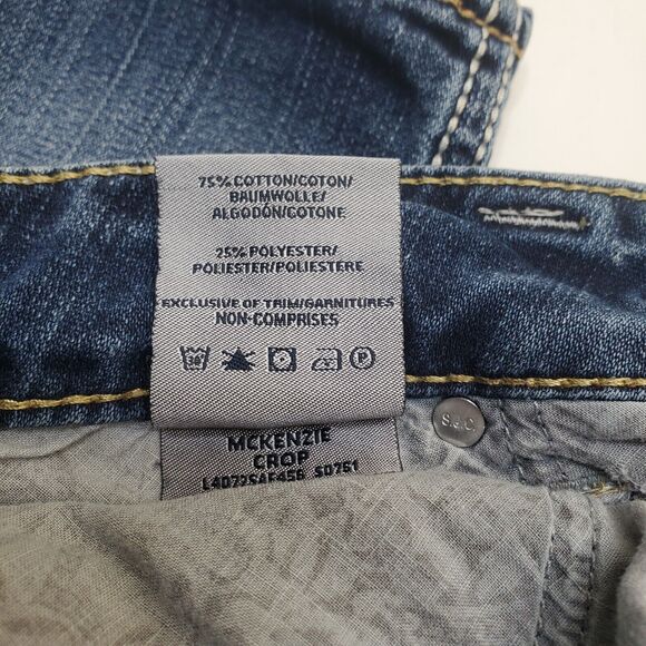 Silver Jeans Womens 28 Mckenzie Crop Mid Rise Dark Wash Thick Stitch Flap Pocket - Picture 14 of 16